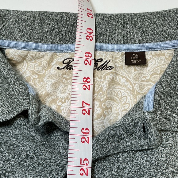 Tasso Elba Mens Long Sleeve Polo Shirt Heather Gray‎ Button Knit Cotton X Large - Picture 6 of 7